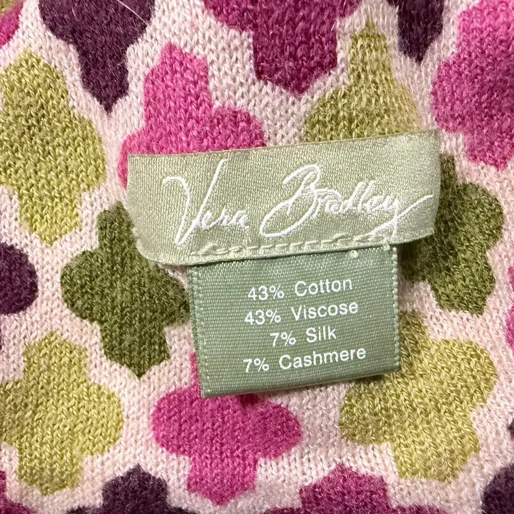 Vera Bradley Plum‎ Crazy Silk Cashmere Blend Scarf - Quatrefoil Mosaic Knit
